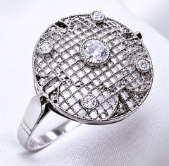Antique Platinum Art Deco Diamond Cocktail Ring 37 Natural Diamonds Pavé Size 8
