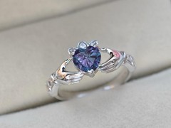 1 Ct Alexandrine Heart Shape Stone Celtic Claddagh Ring in 935 Argentium Silver
