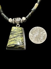 Vintage Serpentine Hematite Trapezoid Sterling silver 925 Necklace 16″