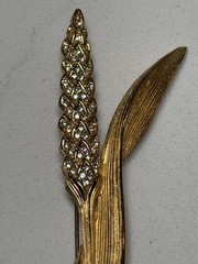 Vintage Christian Dior Large Gold Tone Rhinestone Wheat Sheaf Brooch Signed