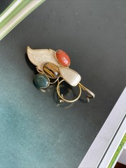 Vintage Scarab Leaf Brooch