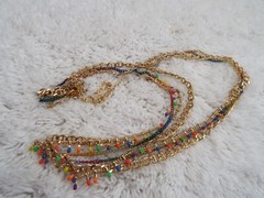 Goldtone Multi Chain Colorful Bead Necklace (K26)