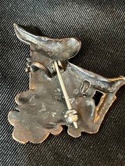 Vintage Southwestern Rabbit Brooch Stylized Winged Jackrabbit Turquoise Inlay