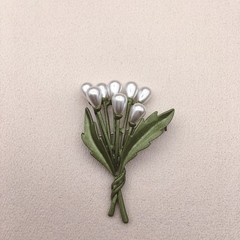 Vintage Green Color Plant Pearls Brooch Pin Flower Brooch For Women Jewelry Gift