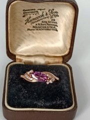 Vintage 1990-s 14 Ct Rolled Gold Amethyst Ring Size UK Q US 8- Hallmarked!