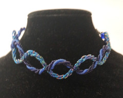 Vintage Czech Republic Choker Necklace Blue Beads Infinity 90s Y2K