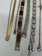 Estate Jewelry Lot 20 Tennis Style Bracelets Rhinestones Gemstone Monet Sterling