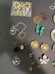 Lot Of 34 Pieces Jewelry Watches, Necklaces, Pins, Mixed Vintage