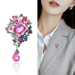 Rhinestone Vintage Brooch Pin Clothing Large Crystal Corsage Dress Accessories