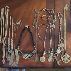 Jewelry Lot Black Gold Tone Trendy Vintage 9 Pieces