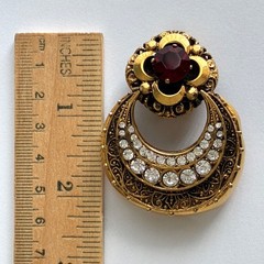 Red Rhinestone Doorknocker Clip-On Earrings