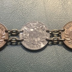 Antique Swiss 2 Rappen Bracelet Vintage Bronze And Zinc Coins WW2 Era