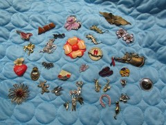 Lot of 35 Mixed Lot Brooches/Pins – some Scratched/Damaged/missing Stones As Is