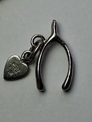 Vintage Wells Small Sterling Silver .925 “Good Luck” Wishbone Charm Pendant