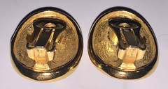 Memphis Style Geometric Earrings 1980s Navy Blue Gold Tone Clip-On Vintage Retro