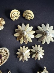 21 -pc Vintage Lot of Rhinestone & Other Brooches and some Matching Earrings