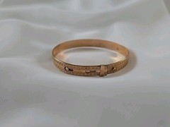 Victorian Gold Filled Buckle Bangle Bracelet Engraved Design Small Wrist 5.5″