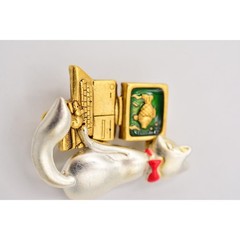 Danecraft Vintage Cat Fish Pin Brooch Computer Screen Saver Funny NOS 80s BinA7