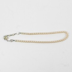 Vintage Faux Pearl Gold Toned Leaf Motif Choker