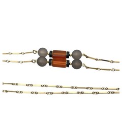 Sarah Coventry Beaded Necklace Monterey Lucite Gold Tone Bar Link Double Chain