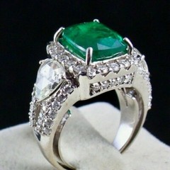 Certified Natural Zambia Emerald Cushion 4.87ct Natural Diamond 18k Gold Ring