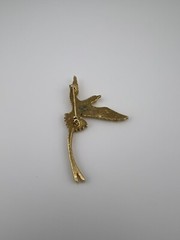 Vintage Signed Bird Brooch Gold Plated Pewter Swallow Figural Pin Flying, Used.