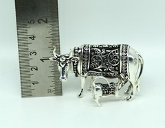 925 sterling silver baby krishna makkhan Gopala kamdhenu cow figurine su229