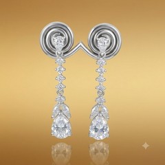 Stylish Rare 4.00 Ct Certified Diamond Dangler Earrings, Free Diamond Studs