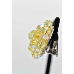 Laguna Vintage Clip On Crystal Earrings Yellow AB Cluster Signed Glam 1950s A24