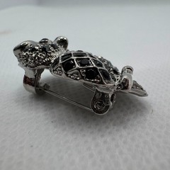 Vintage Black Crystal Owl Brooch Silver Tone Owl Pin Gift for Her