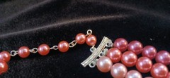 Vintage Pink Ombre Three strand Faux Pearl Necklace