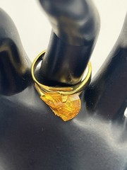 Gold plated fancy cut yellow orange stone cocktail ring size 8.25 vintage