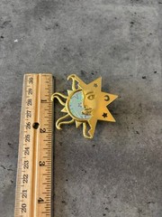 Vintage Gold Tone Sun and Moon Brooch Pin