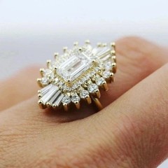 2Ct Emerald Cut Lab Created Diamond Engagement Gift For her 14K Gold Finish Ring