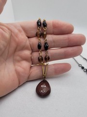 Set Of 3 Vintage Bead Necklace Chain Charm Pedant.
