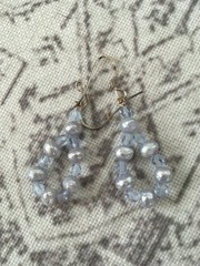 triple strand baroque fwp pearl bead necklace and earrings