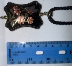 Vintage Cloisonné Enamel Pendant – Butterfly & Floral Design on Black – Gold…