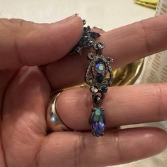 Vtg 1928 Co Victorian Revival Y Drop Black Crystal Necklace