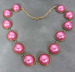 Georgian Riviere Necklace Japanese Cultura Faux Pearl Cabochon Collet Collar Vtg