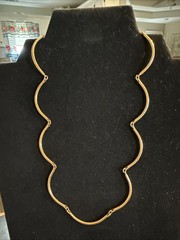 Gold Tone Curved Bar Link Choker Necklace Sarah Coventry Diamond Signature Tag