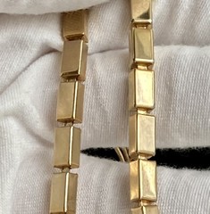 Vintage Rectangle Bar Box Link Chain Necklace 16” Gold Tone Adjustable 17.25g