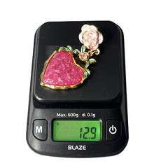 Gripoix Style Heart Earrings Pierced Gold Tone Rose Pink Flower Resin Statement