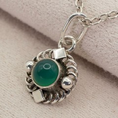 Georg Jensen No.38 Necklace Silver 925 Green Chalcedony Pendant Vintage Denmark