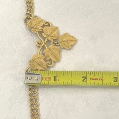 Vtg Leaf Cluster Cascading Art Nouveau Necklace Pendant Chain Link Gold Tone