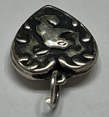 Estate Silver Heart Charm Pendant Bunny Rabbit Vintage Antique Puffy 925 US