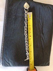 Vtg 925; By AV Rolo Chain Heart Charm Toggle Clasp Bracelet 7″, 37 Grams