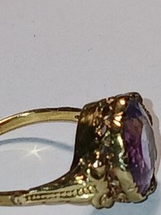 Antique Vintage 14K Gold Amethyst Ring size 6 2.7g English Hallmark AS IS
