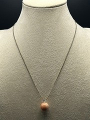 Vintage Japanese Coral Bead Pendant Necklace 11.5mm Pink Angel Skin Coral