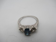 14Kt. White Gold Topaz and Diamond Ring