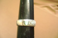 VINTAGE .925 STERLING SILVER HECHO MEXICO ABALONE SIZE 7 RING UNISEX BAND